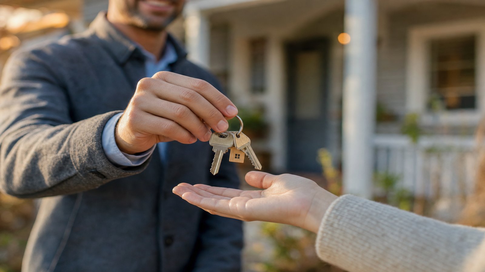 Handing over the house keys after closing
